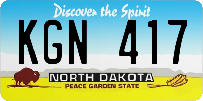 ND license plate KGN417