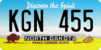 ND license plate KGN455