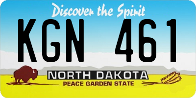 ND license plate KGN461