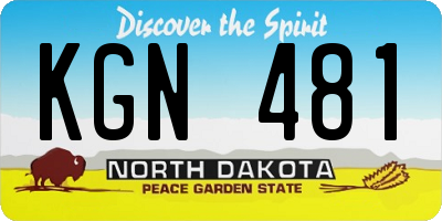 ND license plate KGN481