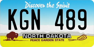 ND license plate KGN489