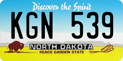 ND license plate KGN539