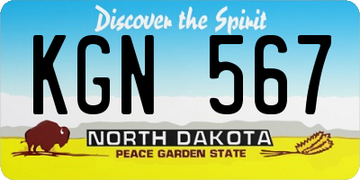 ND license plate KGN567