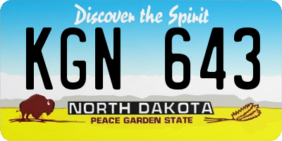 ND license plate KGN643