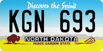 ND license plate KGN693