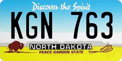 ND license plate KGN763
