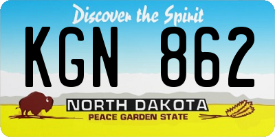 ND license plate KGN862