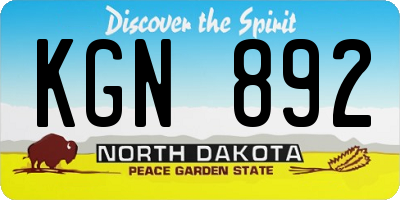ND license plate KGN892