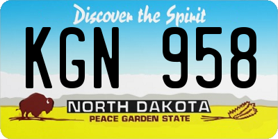 ND license plate KGN958