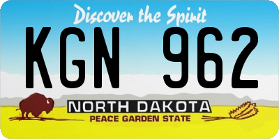 ND license plate KGN962