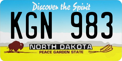 ND license plate KGN983