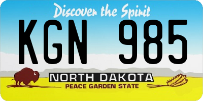 ND license plate KGN985