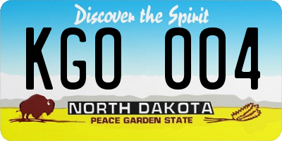 ND license plate KGO004