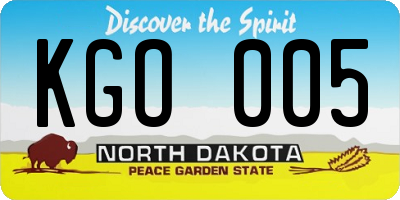 ND license plate KGO005