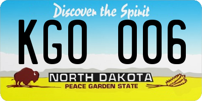 ND license plate KGO006