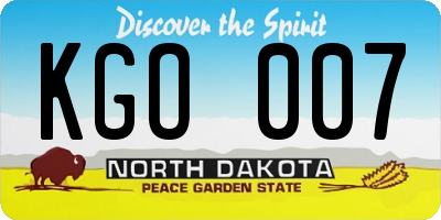 ND license plate KGO007