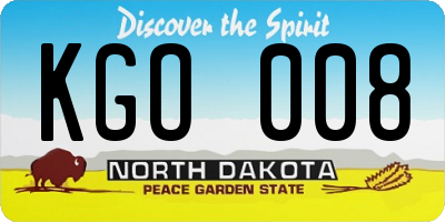 ND license plate KGO008