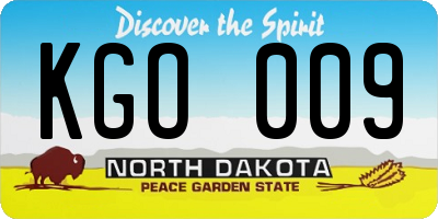 ND license plate KGO009