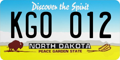 ND license plate KGO012