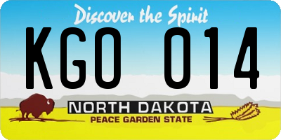 ND license plate KGO014