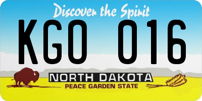 ND license plate KGO016