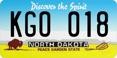 ND license plate KGO018