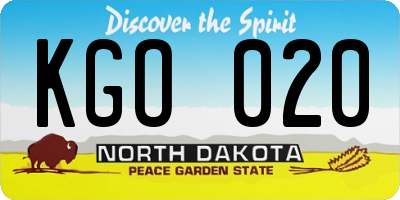 ND license plate KGO020