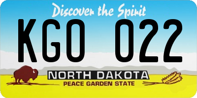 ND license plate KGO022