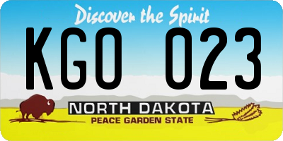 ND license plate KGO023