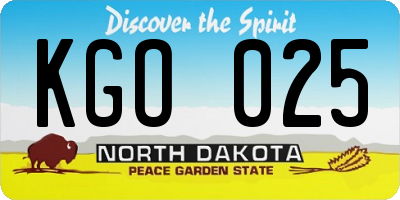 ND license plate KGO025