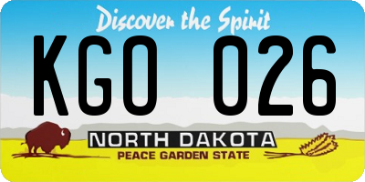 ND license plate KGO026