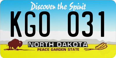 ND license plate KGO031