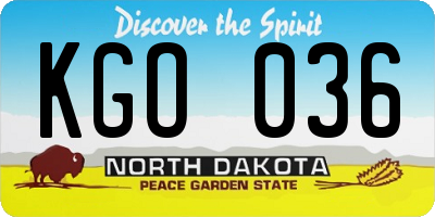 ND license plate KGO036