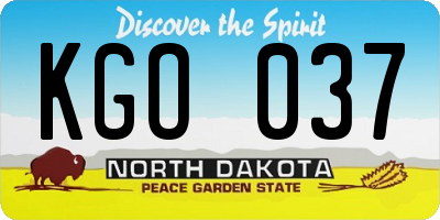 ND license plate KGO037