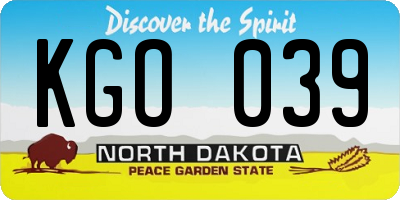 ND license plate KGO039