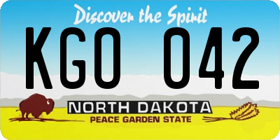ND license plate KGO042