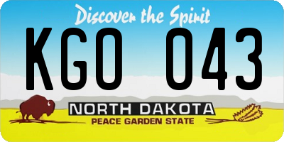 ND license plate KGO043