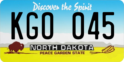 ND license plate KGO045