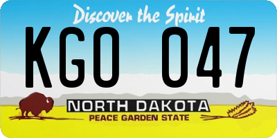 ND license plate KGO047
