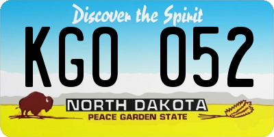 ND license plate KGO052