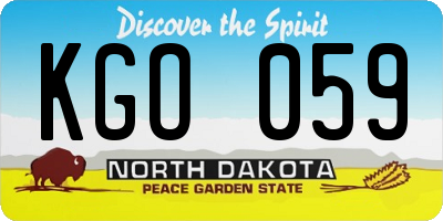 ND license plate KGO059