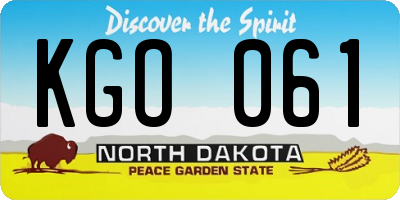 ND license plate KGO061
