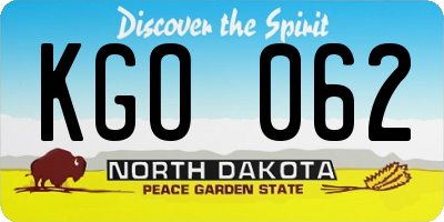 ND license plate KGO062