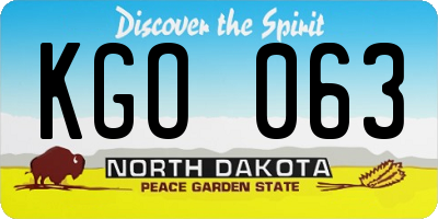 ND license plate KGO063
