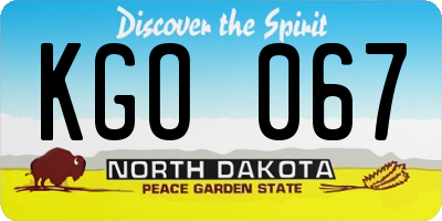 ND license plate KGO067