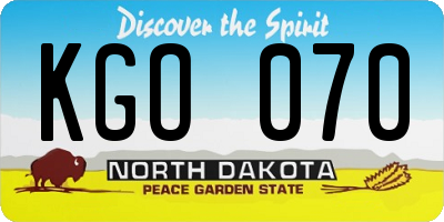 ND license plate KGO070