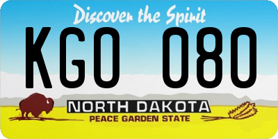 ND license plate KGO080