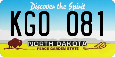 ND license plate KGO081