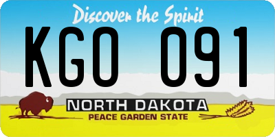 ND license plate KGO091
