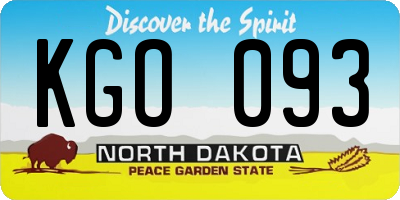 ND license plate KGO093